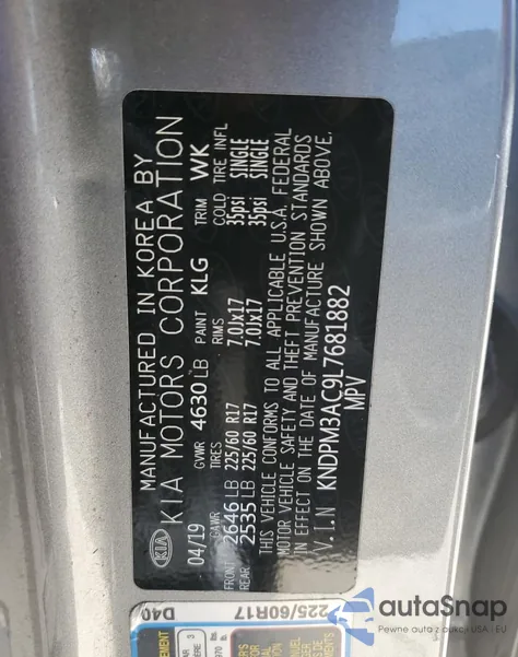 2020 Kia Sportage Lx из США, поврежденный, VIN KNDPM3AC9L7681882